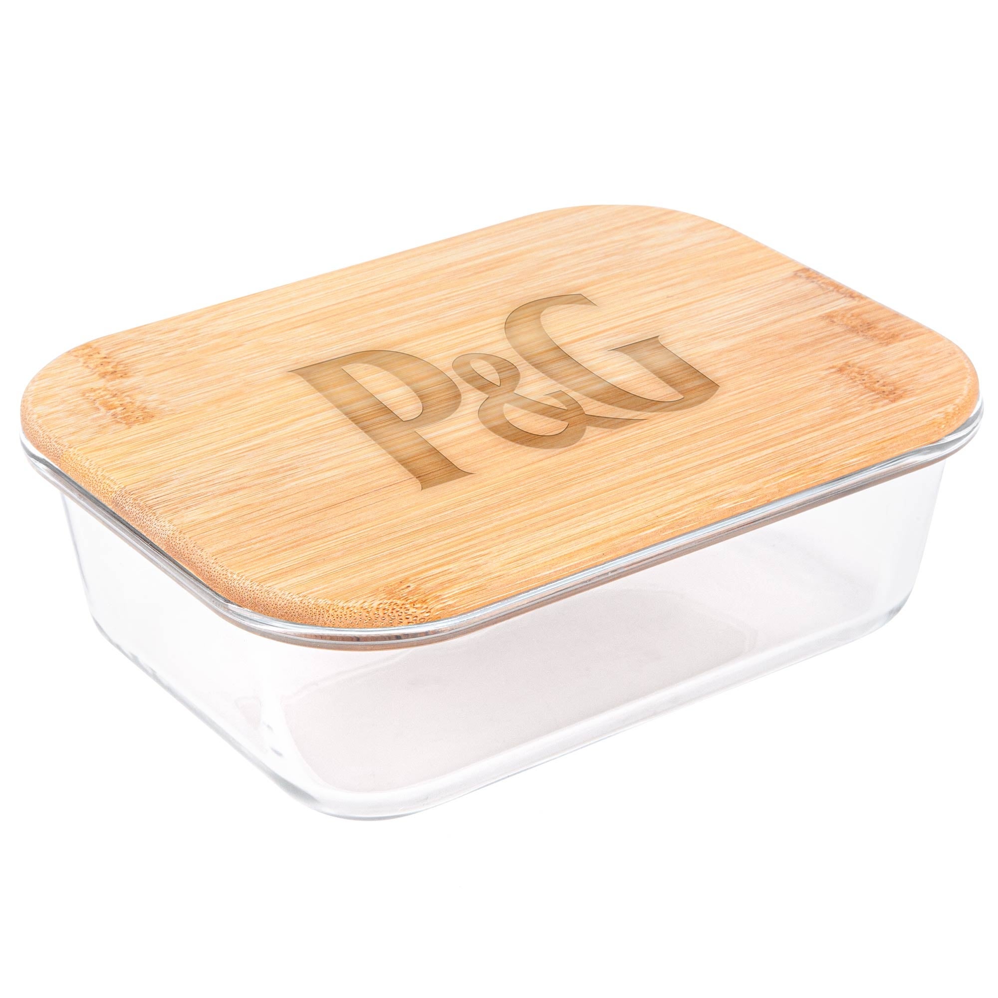 Glass Food Storage Container with Bamboo Lid 20 oz Eco Promotional